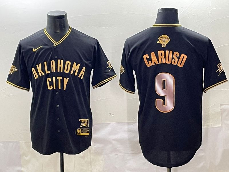 Men 2025 Oklahoma City Thunder #9 Caruso Black Gold Nike Joint Name NBA Jersey style 21->oklahoma city thunder->NBA Jersey